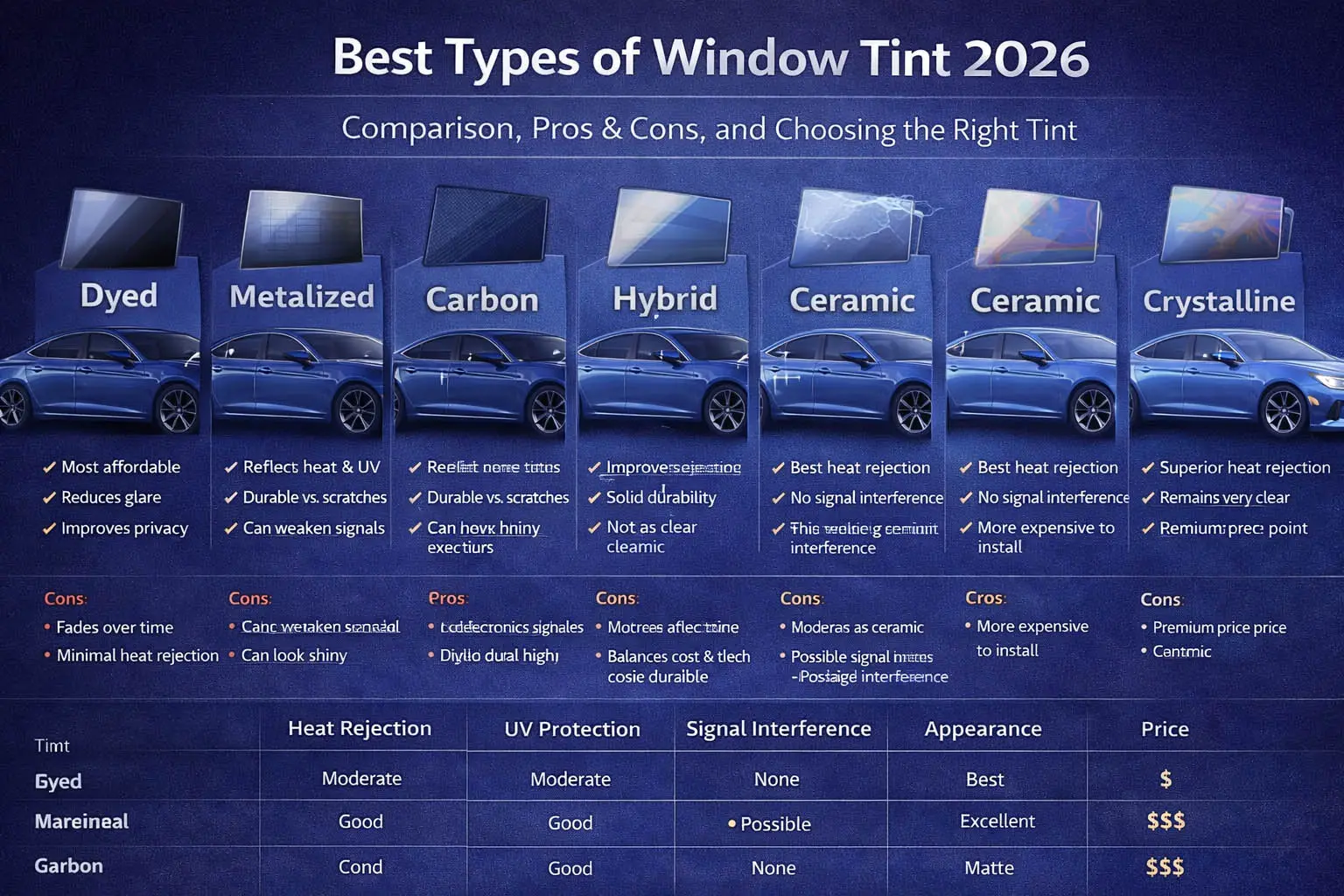 Meilleurs types de teinte pour vitres 2026: Avantages, Inconvénients et ce qui fonctionne pour votre voiture