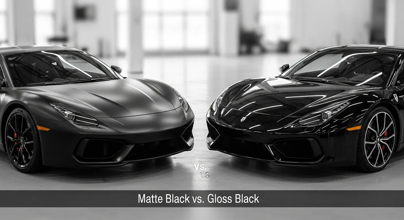Noir mat vs Noir mat. Vinyle noir brillant