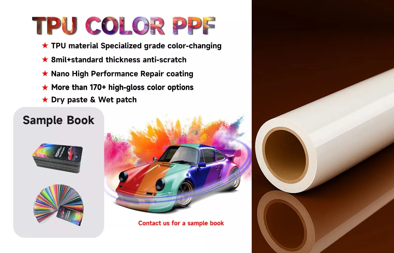 Film TPU couleur PPF hydrophobe: Protection avancée de peinture avec performance hydrofuge